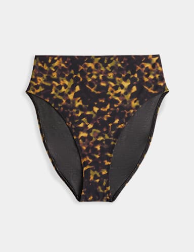 Printed Tummy Control High Waisted High Leg Bikini Bottoms.