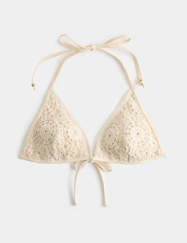 Cotton Rich Crochet Style Triangle Bikini Top.