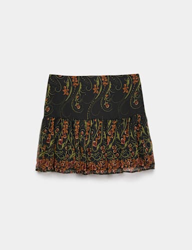Floral High Waisted Mini Tiered Skirt.