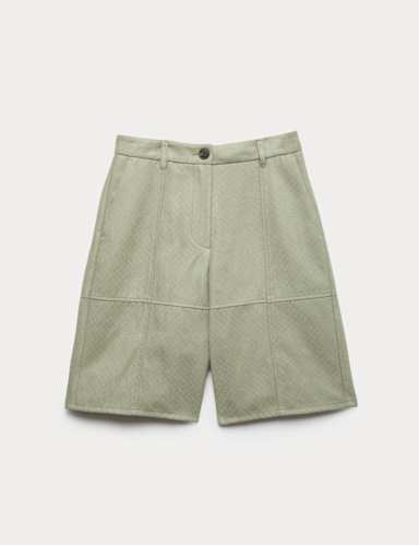 Faux Suede Weave Effect Longline Shorts.