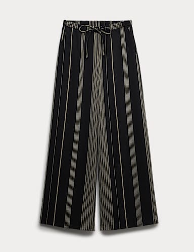 Satin Twill Striped Trousers.