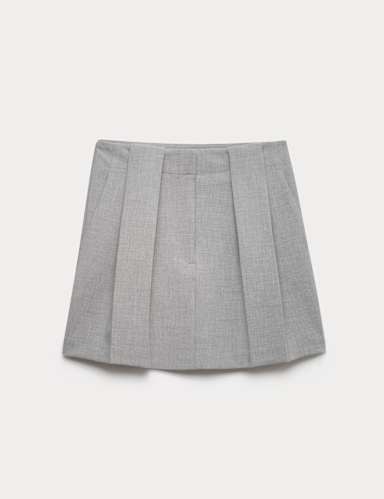 Melange Pleated Mini Skirt.