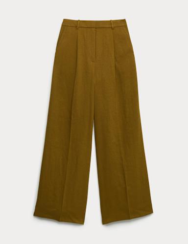 Relaxed Wide Leg Trousers With Linen.