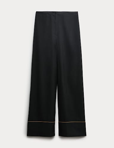 Contrast Trim Wide Leg Trousers.