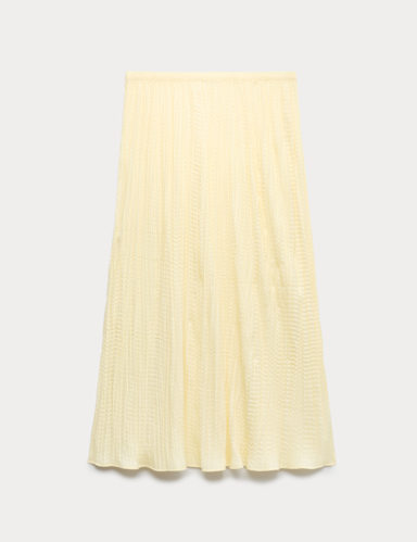 Textured Pleated Midaxi Skirt.