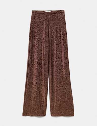 Sparkly High Waisted Wide Leg Palazzo Trousers.