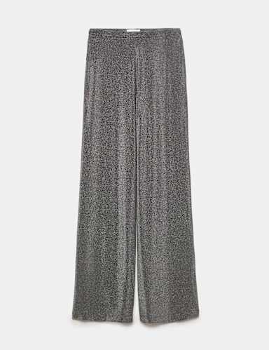Sparkly High Waisted Wide Leg Palazzo Trousers.