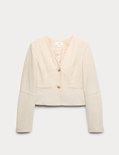 V-Neck Button Through Short Jacket.