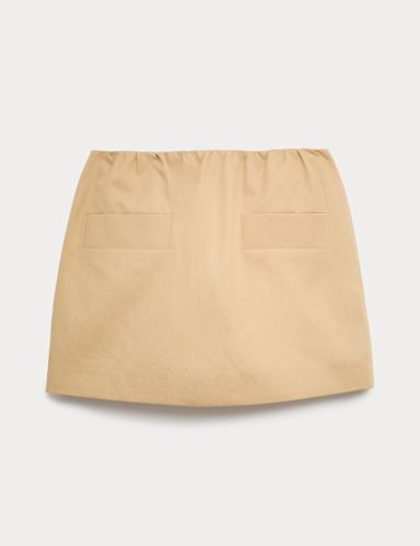 Pure Cotton Twill Mini A-Line Skirt.