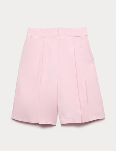 Lyocell Rich Pleat Front Bermuda Shorts.