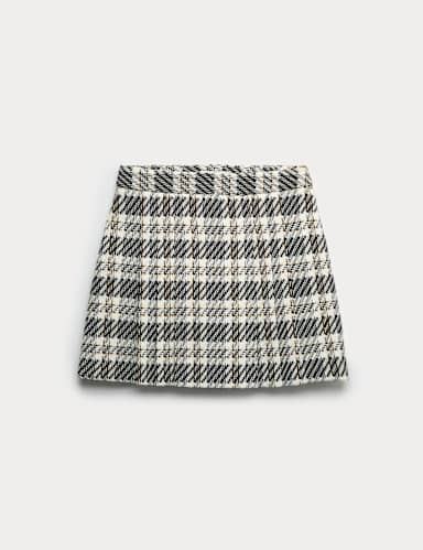 Checked Pleated Mini Skirt.