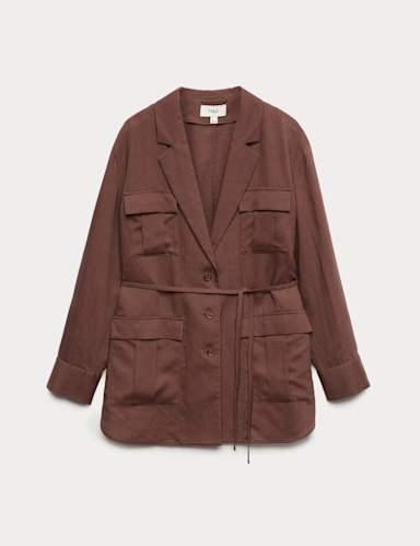 Belted Utility Longline Blazer with Linen.
