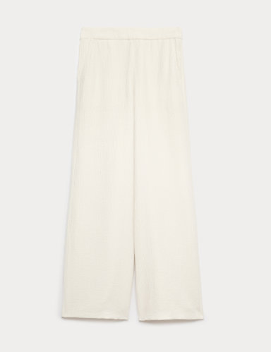Textured Straight Leg Trousers.
