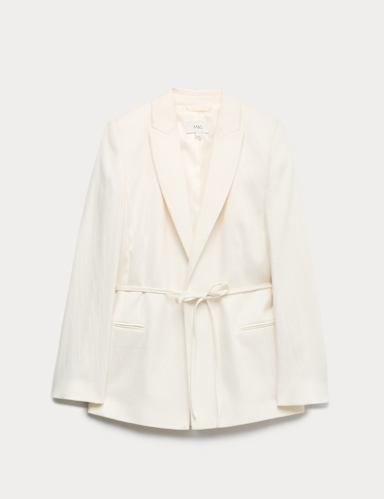 Tie Belted Blazer with Linen.