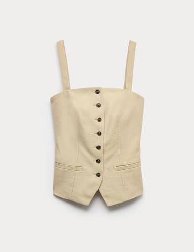 Lyocell Rich Square Neck Waistcoat with Linen.