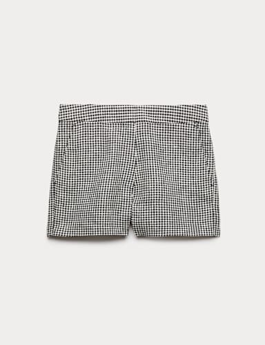 Pure Linen Checked Shorts.
