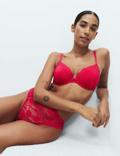 Jasmine Lace Wired Demi Cup Bra (A-E).