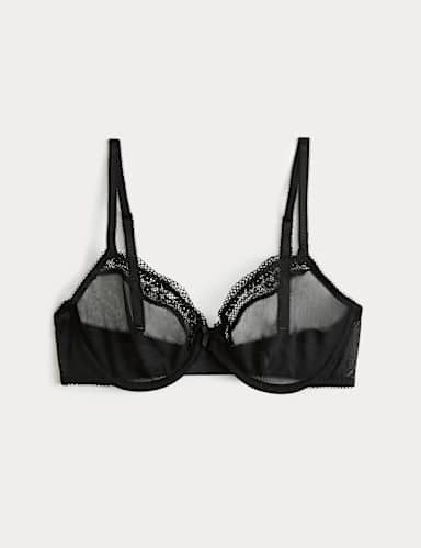 Jasmine Lace Sheer Wired Demi Cup Bra (A-E).