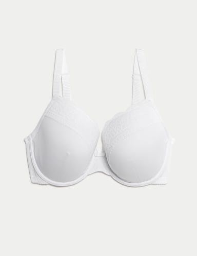 Lace Trim Wired Plunge Bra (F-H).