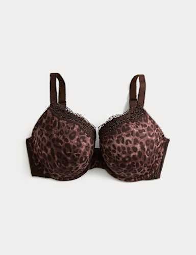 Jasmine Lace Printed Wired Plunge Bra (F+).