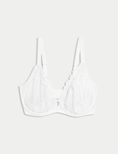 Daisy Embroidery Wired Plunge Bra F-H.