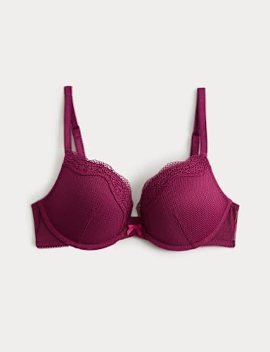 Jasmine Lace Wired Push Up Plunge Bra (A-E).