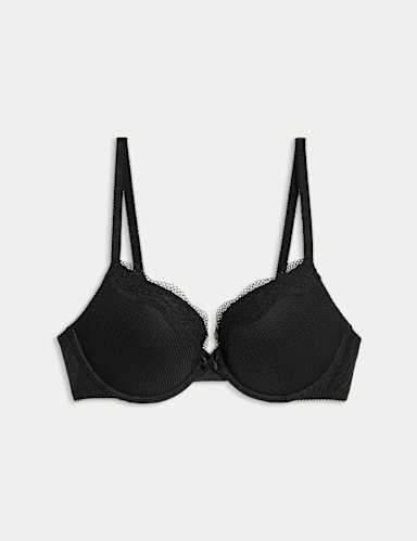 Jasmine Lace Wired Push Up Plunge Bra (A-E).