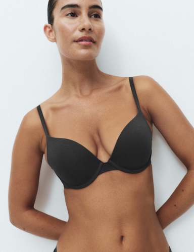 3pk Cotton Rich Wired Push-Up Bras A-E.