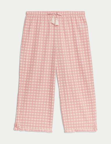 Pure Cotton Gingham Cropped Pyjama Bottoms.