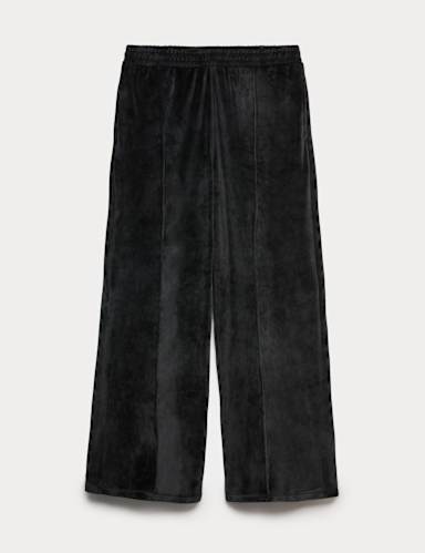 Velour Wide Leg Joggers.