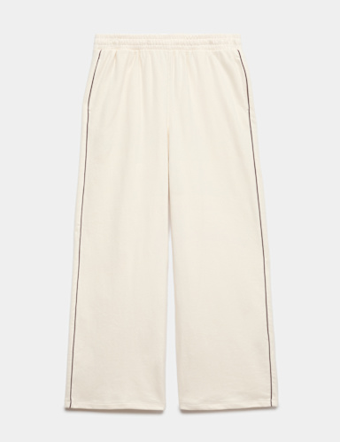 Cotton Rich Loopback Wide Leg Joggers.