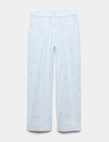 Cotton Modal Seersucker Chilli Pyjama Bottoms.