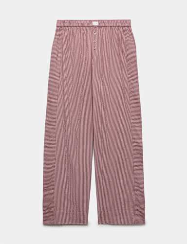 Pure Cotton Poplin Striped Pyjama Bottoms.