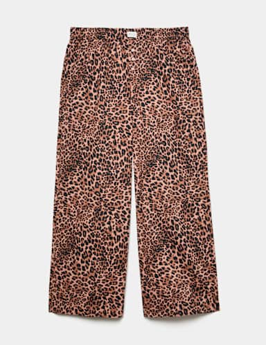 Pure Cotton Poplin Leopard Pyjama Bottoms.