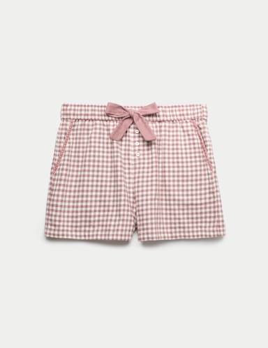 Pure Cotton Flannel Gingham Pyjama Shorts.