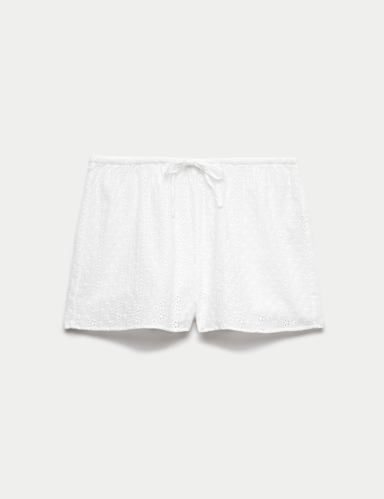 Pure Cotton Broderie Pyjama Shorts.