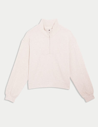 Pure Cotton Quarter Zip Lounge Sweatshirt.