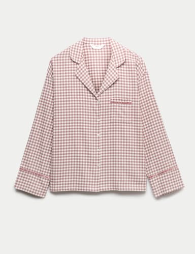 Flannel Gingham Revere Pyjama Top.