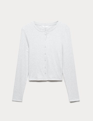 Cotton Rich Ribbed Button Down Pyjama Top.
