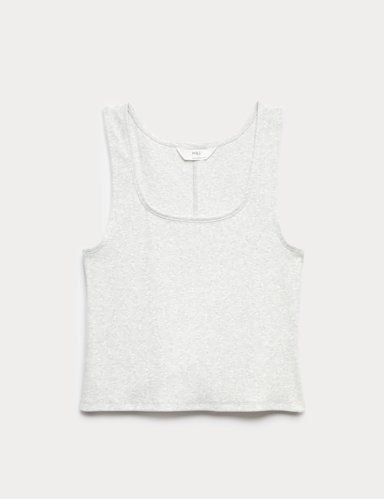 Cotton Rich Ribbed Pyjama Vest.