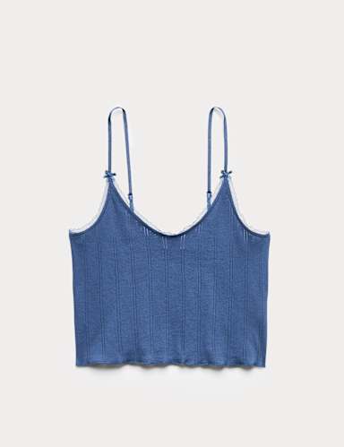 Pure Cotton Pointelle Cami Pyjama Top.