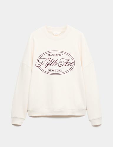 Cotton Rich Embroidered Loopback Sweatshirt.