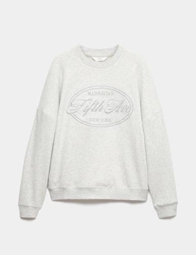 Cotton Rich Embroidered Loopback Sweatshirt.