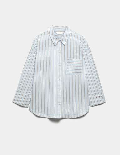 Pure Cotton Striped Pyjama Shirt.