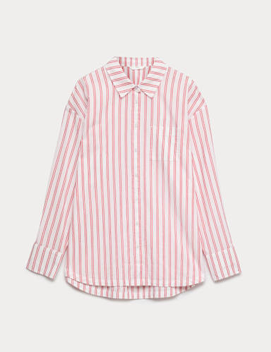 Pure Cotton Striped Pyjama Shirt.