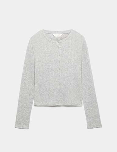 Cotton Blend Pointelle Lounge Cardigan.