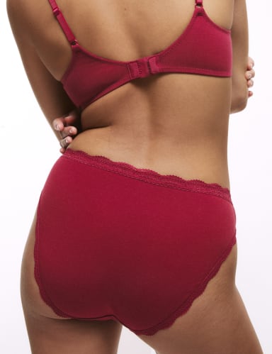3pk Cotton Rich High Leg Knickers.