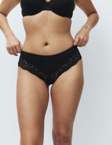 3pk Lace Trim Brazilian Knickers.