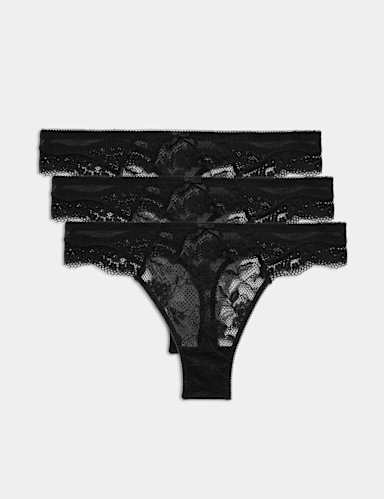 3pk Jasmine Lace Thongs.