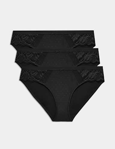3pk Amelia Lace Bikini Knickers.